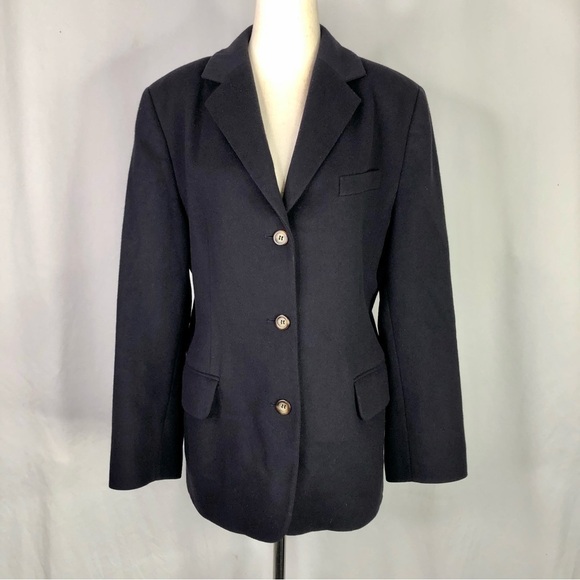 VINTAGE L.L. Bean blazer black soft wool cashmere blend classic three button 12P - Picture 1 of 10